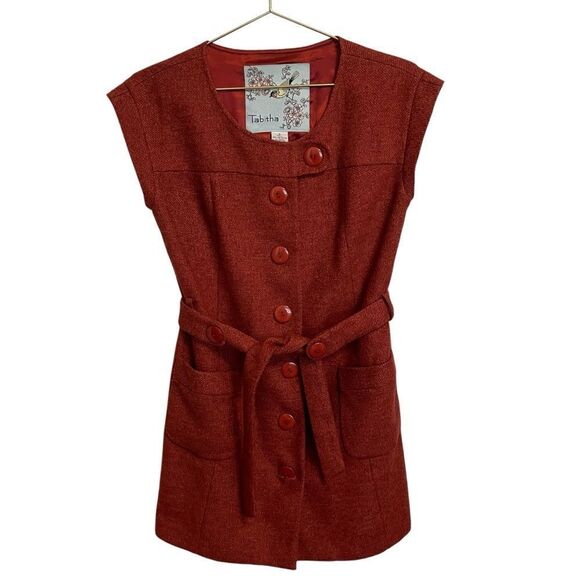 Anthropologie Tabitha Blustery Days Vest Tunic Rust Wool Blend Size 6 - Picture 1 of 8